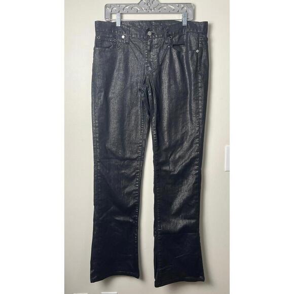 Ralph Lauren Black Label Denim - RALPH LAUREN BLACK LABEL GUNMETAL WAX WIDE LEG JEANS